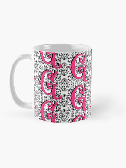 DAMASK INITIAL - coffee or latte mug