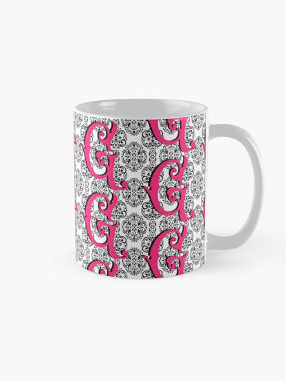 DAMASK INITIAL - coffee or latte mug