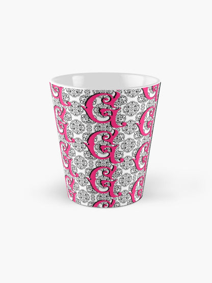 DAMASK INITIAL - coffee or latte mug