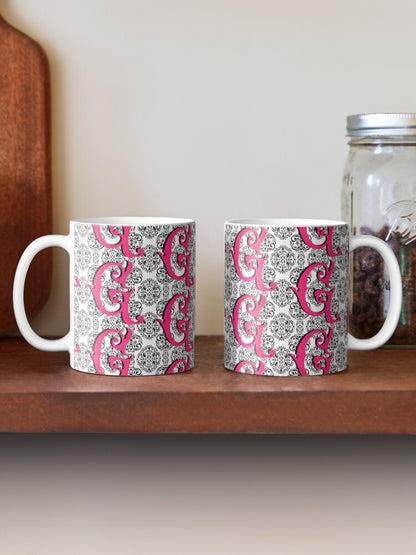 DAMASK INITIAL - coffee or latte mug